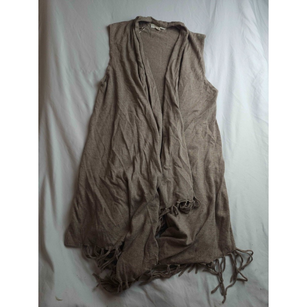Lovestitch Fringe Cardigan Vest Womens One Size Brown Knit Boho Festival Coastal